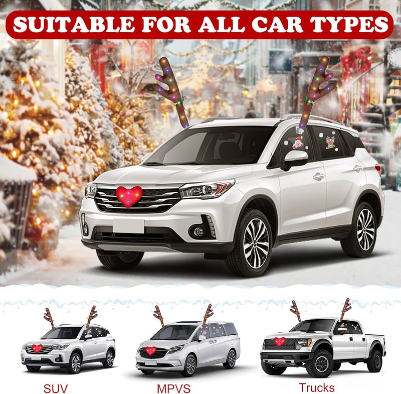 Hydencamm Christmas Reindeer Antlers for Cars with LED Lights, Window Sticker, Jingle Bells, Rudolph Nose - Car Decoration Kit - Image 5